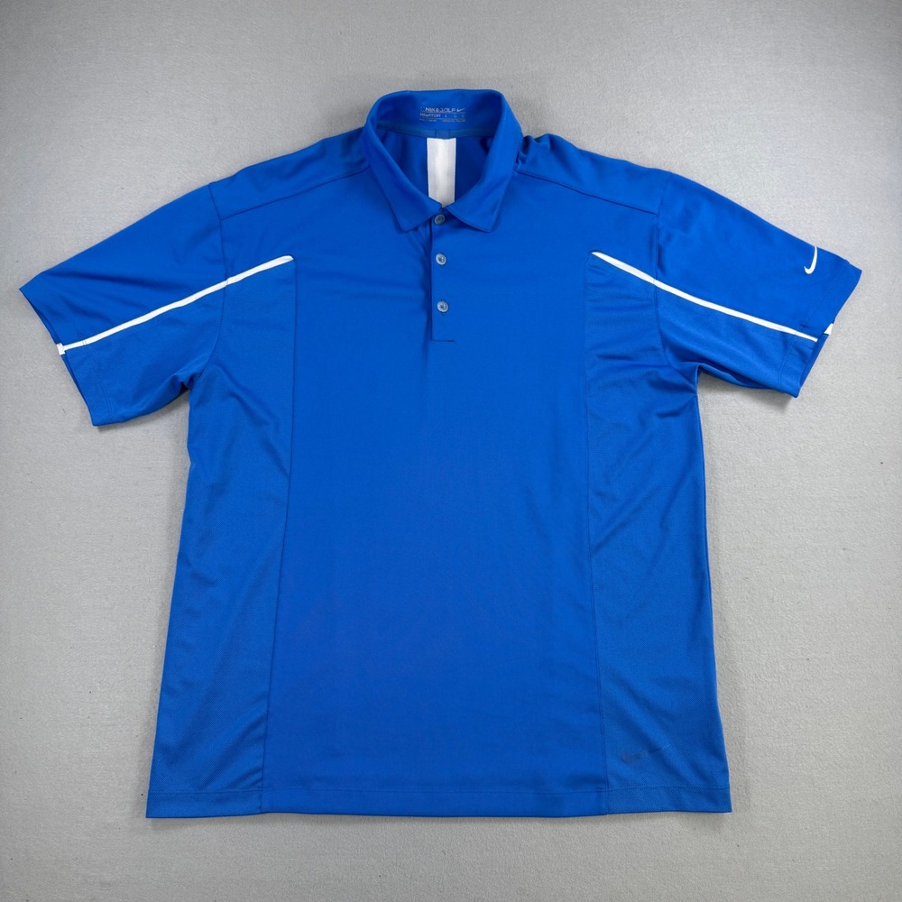 Nike Golf Polo Shirt Mens L Blue‎ Dry Fit Short Sleeve Performance Athletic